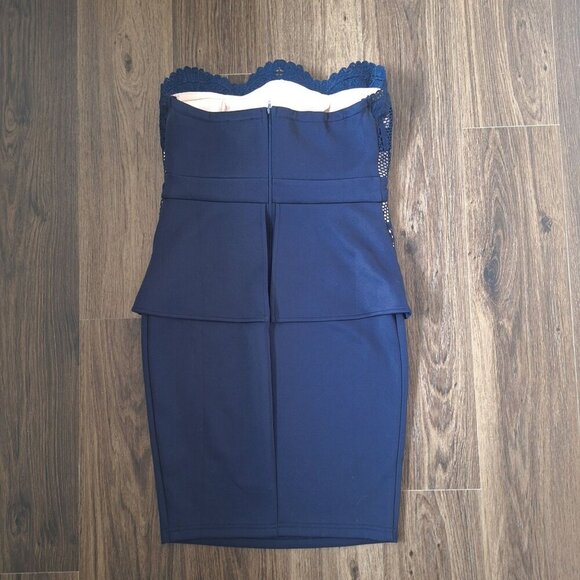 💙 Entry Eyelet Lace Bodycon Tube Corset Peplum Dress Size M - Picture 8 of 9